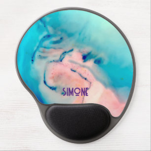 custom marble ink swirl blue pink Gel Mousepad