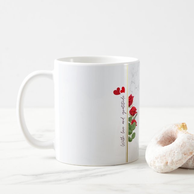 Custom Marble Mug with Red Rose & Name – Mug (With Donut)