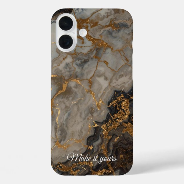 Custom Marble Name Phone Case – Elegant Gold Vein  (Back)