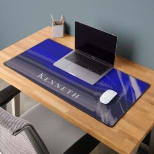 Custom Marble Navy Blue Gray Modern Abstract Men Desk Mat