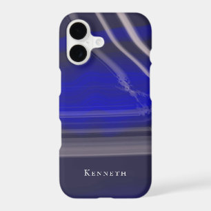 Custom Marble Navy Blue Gray Modern Abstract Men  iPhone 17 Case