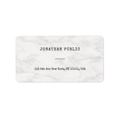 Custom Marble Simple Personalized Modern Template Label