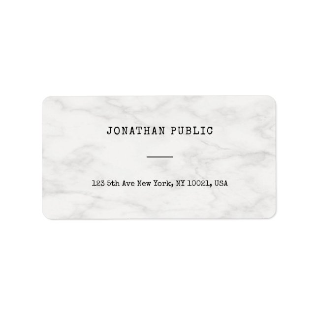 Custom Marble Simple Personalized Modern Template Label (Front)