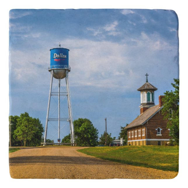 Custom Marble Stone Trivet - Dallas, SD (Front)