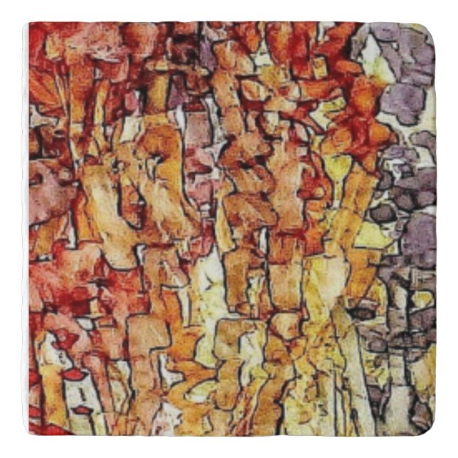 Custom Marble Stone Trivet Gorgeous Colors Unique! (Front)