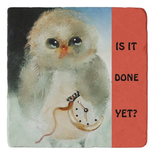 Custom Marble Stone Trivet Owl with Watch Adorable