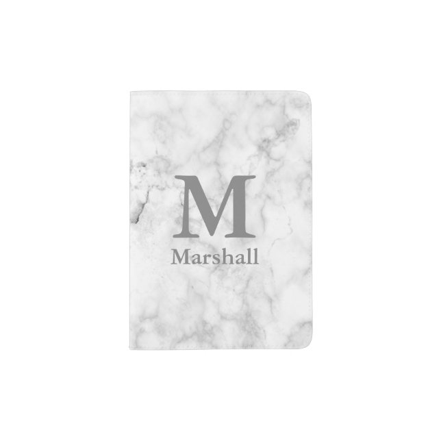 Custom Marble Texture Monogrammed Passport Holder (Front)