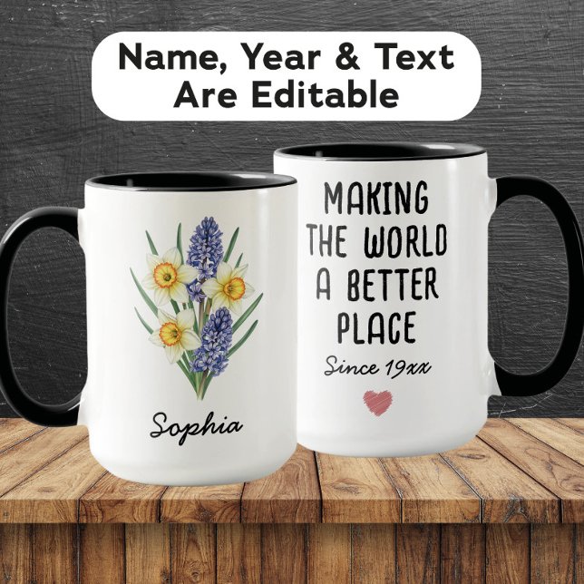 Custom March Birth Flower - Personalized Name Mug (Creator Uploaded)