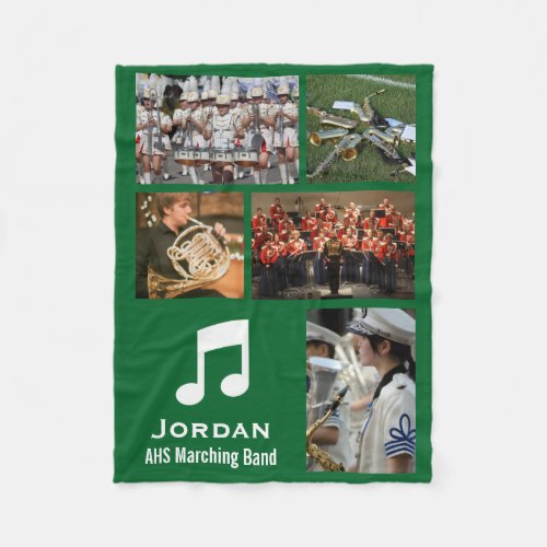 Custom Marching Band 5 Photo Collage Your Colors Fleece Blanket
