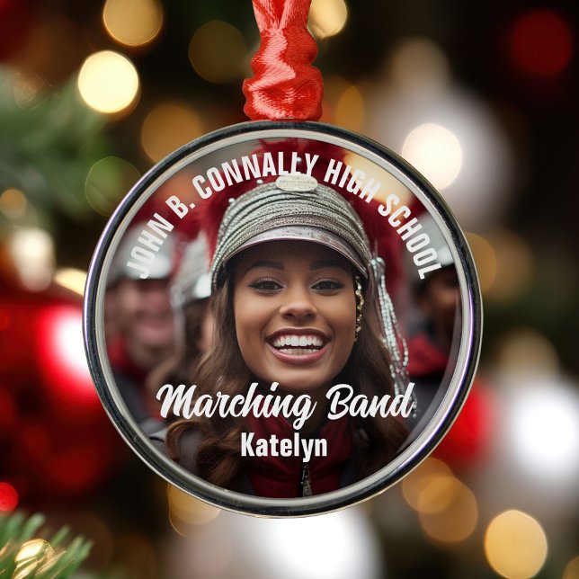 Custom Marching Band Photo High School Christmas Metal Ornament (Creator Uploaded)