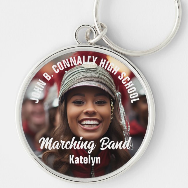 Custom Marching Band Photo High School Spirit Keychain (Front)
