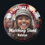 Custom Marching Band Photo High School Spirit Magnet<br><div class="desc">This cool customized high school marching band photo spirit magnet features white typography of your team and player name. Personalize with the band name or mascot across the player photograph.</div>