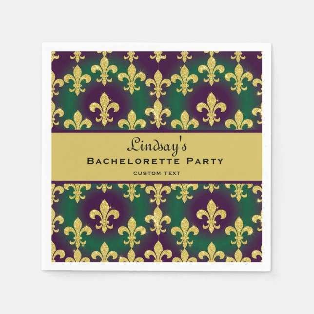 Custom Mardi Gras Bachelorette Party Napkins (Front)