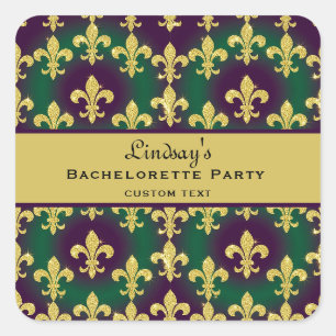 Custom Mardi Gras Bachelorette Party Square Sticker