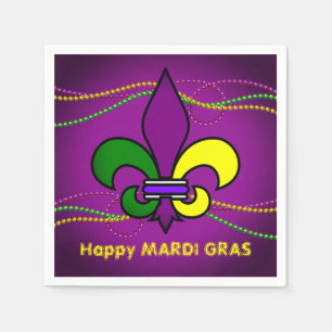 Custom MARDI GRAS Fleur de Lis Disposable Cocktail Napkins