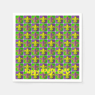 Custom MARDI GRAS Fleur de Lis Disposable Paper Napkins