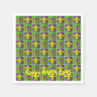 Custom MARDI GRAS Fleur de Lis Disposable Paper Napkins