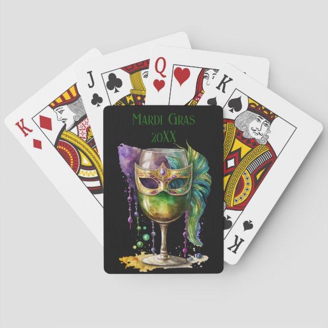 Custom Mardi Gras Mask Drink Poker Cards (Back)