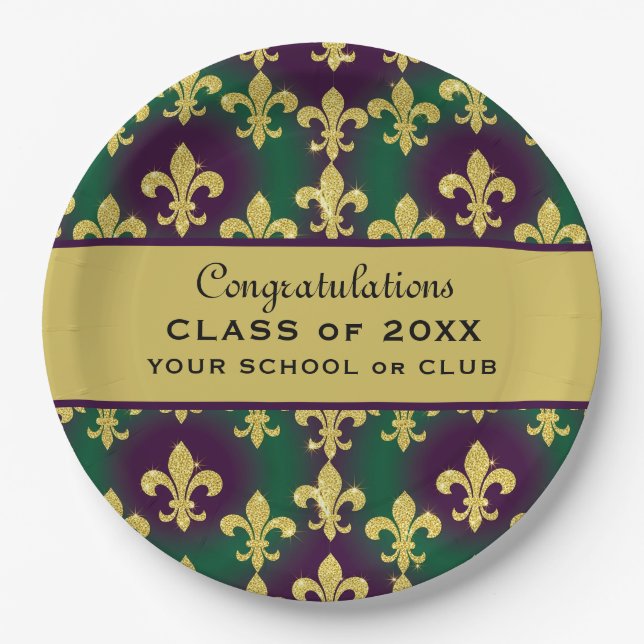 Custom Mardi Gras Party Paper Plates (Front)