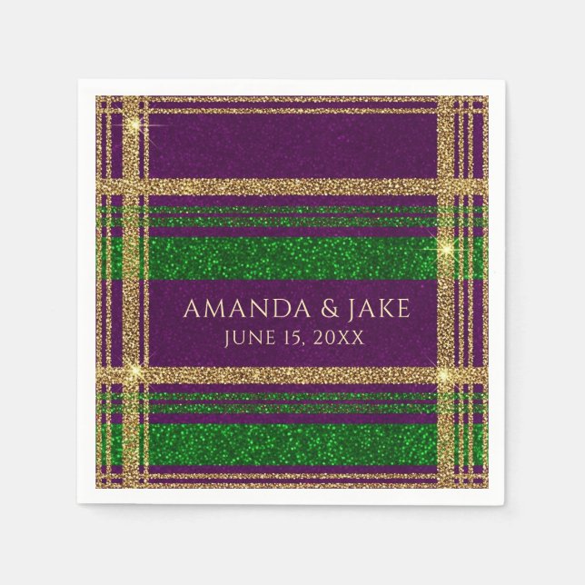 Custom Mardi Gras Plaid Napkins (Front)