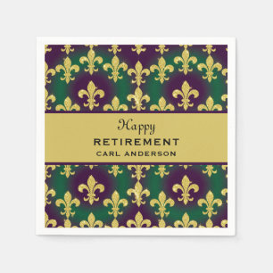 Custom Mardi Gras Retirement Party Napkins