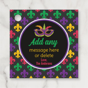 CUSTOM Mardi Gras Theme Party Festive Fleur De Lis Favor Tags
