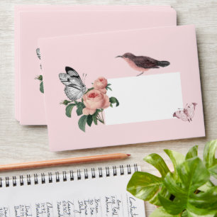 Custom Marie Antoinette roses, bird and butterfly Envelope