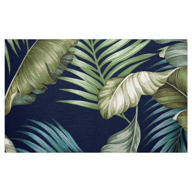 CUSTOM Marilyn Hawaiian Leaves Green Teal Navy Fabric (Fat Quarter)