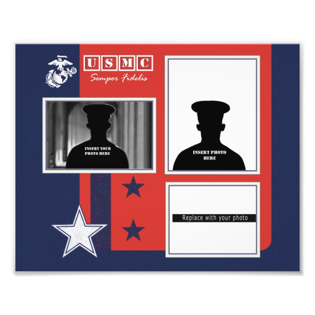 Custom Marine Corps Photo Collage Print (Front)