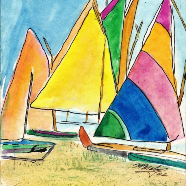Custom Marine Sailboat Mousepad (Colorful Sailboats on Beach
 )
