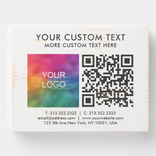 Custom Marketing Corporate QR Code Your Logo Here Wooden Box Sign