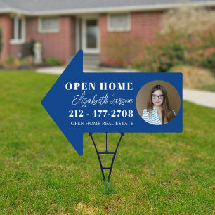 Custom Marketing Open House Real Estate Blue Sign