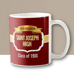Custom Maroon 50th Class Reunion Favor Mug