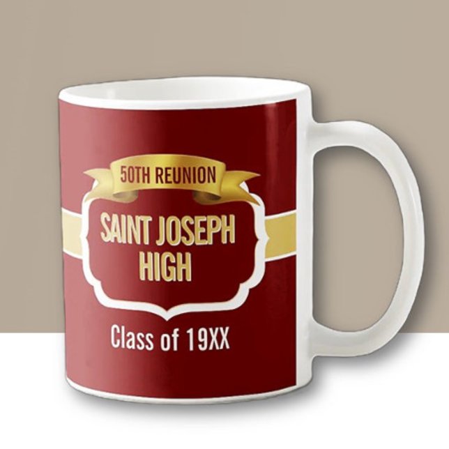 Custom Maroon 50th Class Reunion Favor Mug (Creator Uploaded)