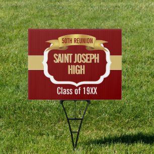 Custom Maroon 50th Class Reunion  Sign