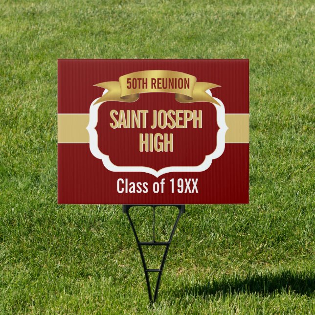 Custom Maroon 50th Class Reunion  Sign (Insitu)