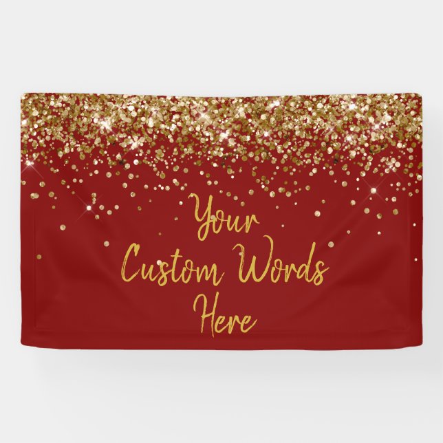Custom Maroon and Gold Birthday Party Photo Prop Banner (Horizontal)