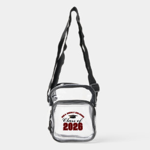 Custom Maroon Class of 2026 Graduation Clear Crossbody Bag