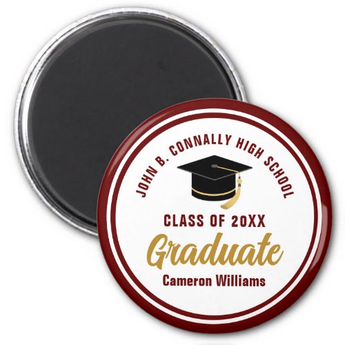 Custom Maroon Gold Graduate 2024 Graduation Party Magnet