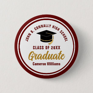 Custom Maroon Gold Graduate 2026 Graduation Party Button
