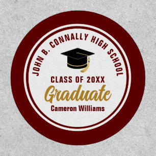 Custom Maroon Gold Graduate 2026 Graduation Patch