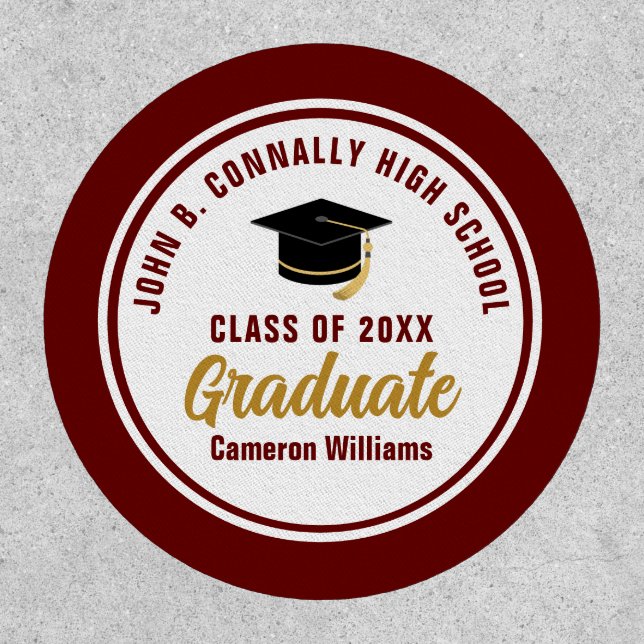 Custom Maroon Gold Graduate 2026 Graduation Patch (Front)