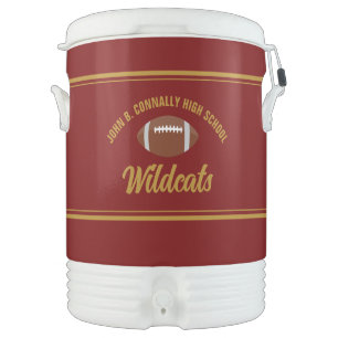 Custom Maroon Gold High School Football Team Beverage Cooler
