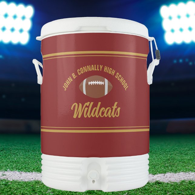 Custom Maroon Gold High School Football Team Beverage Cooler (Creator Uploaded)