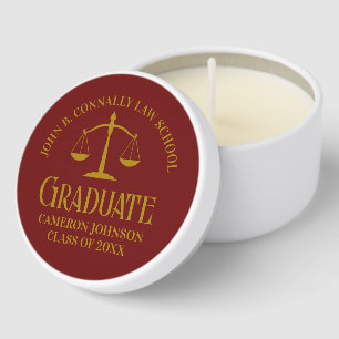 Custom Maroon Gold Law School Graduation Party Mini Candle Favors