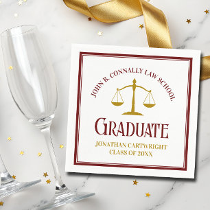 Custom Maroon Gold Law School Graduation Party Napkins