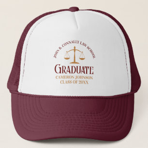Custom Maroon Gold Law School Graduation Trucker Hat