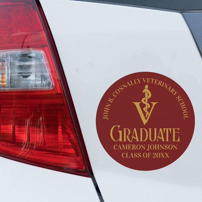 Custom Maroon Gold Veterinary School Graduation Car Magnet (Creator Uploaded)