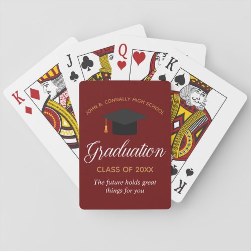 Custom Maroon Graduation 2024 Graduate Gift Playing Cards