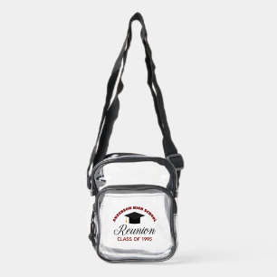 Custom Maroon High School Reunion Alumni Clear Crossbody Bag